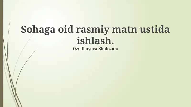 Ofatga oid rasmiy matnlar: Kirish
