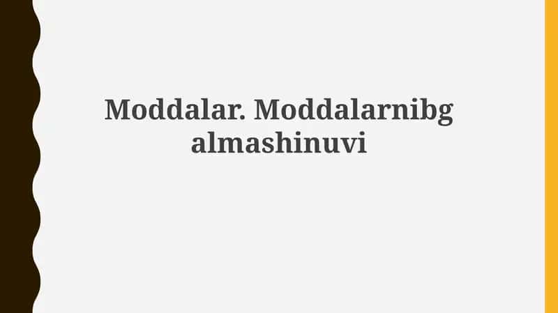 Moddalar almashinuvi va uning asoslari