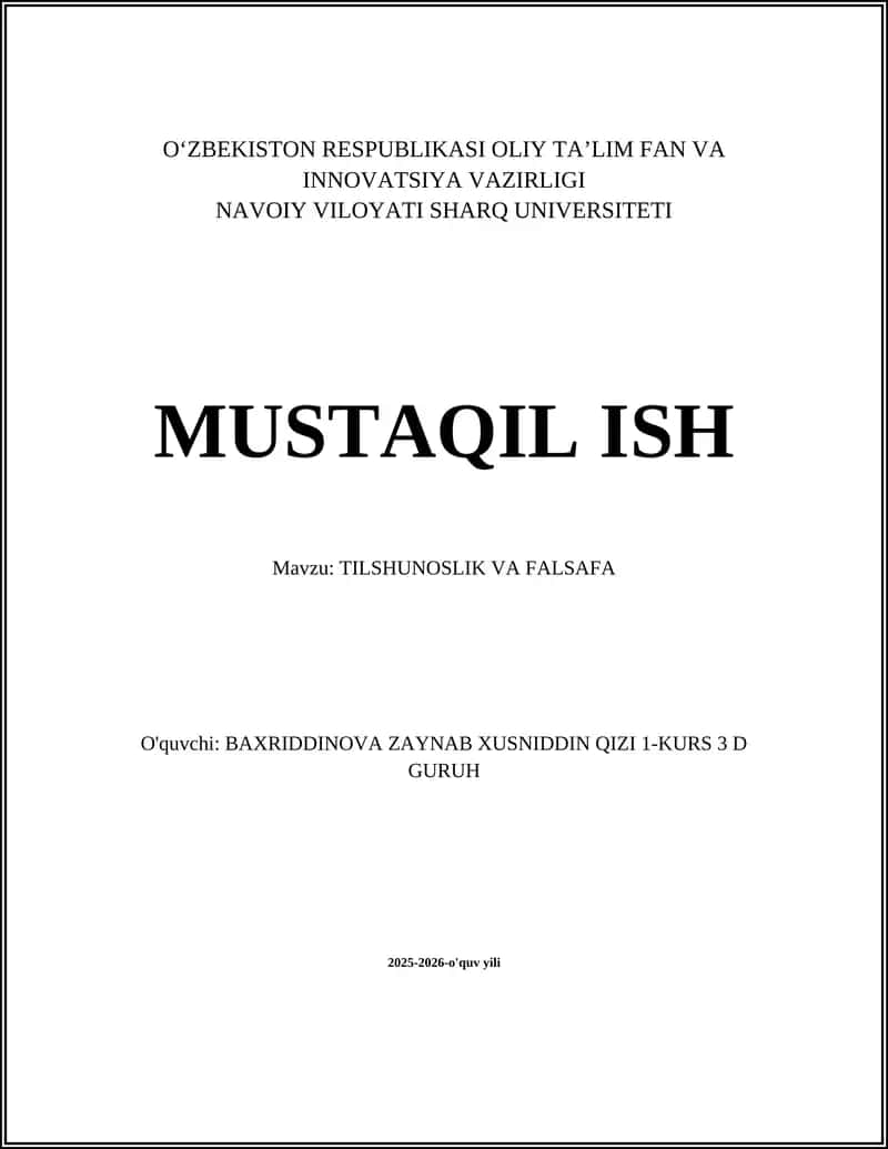 TILSHUNOSLIK VA FALSAFA