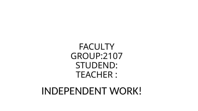 INDEPENDENT WORK