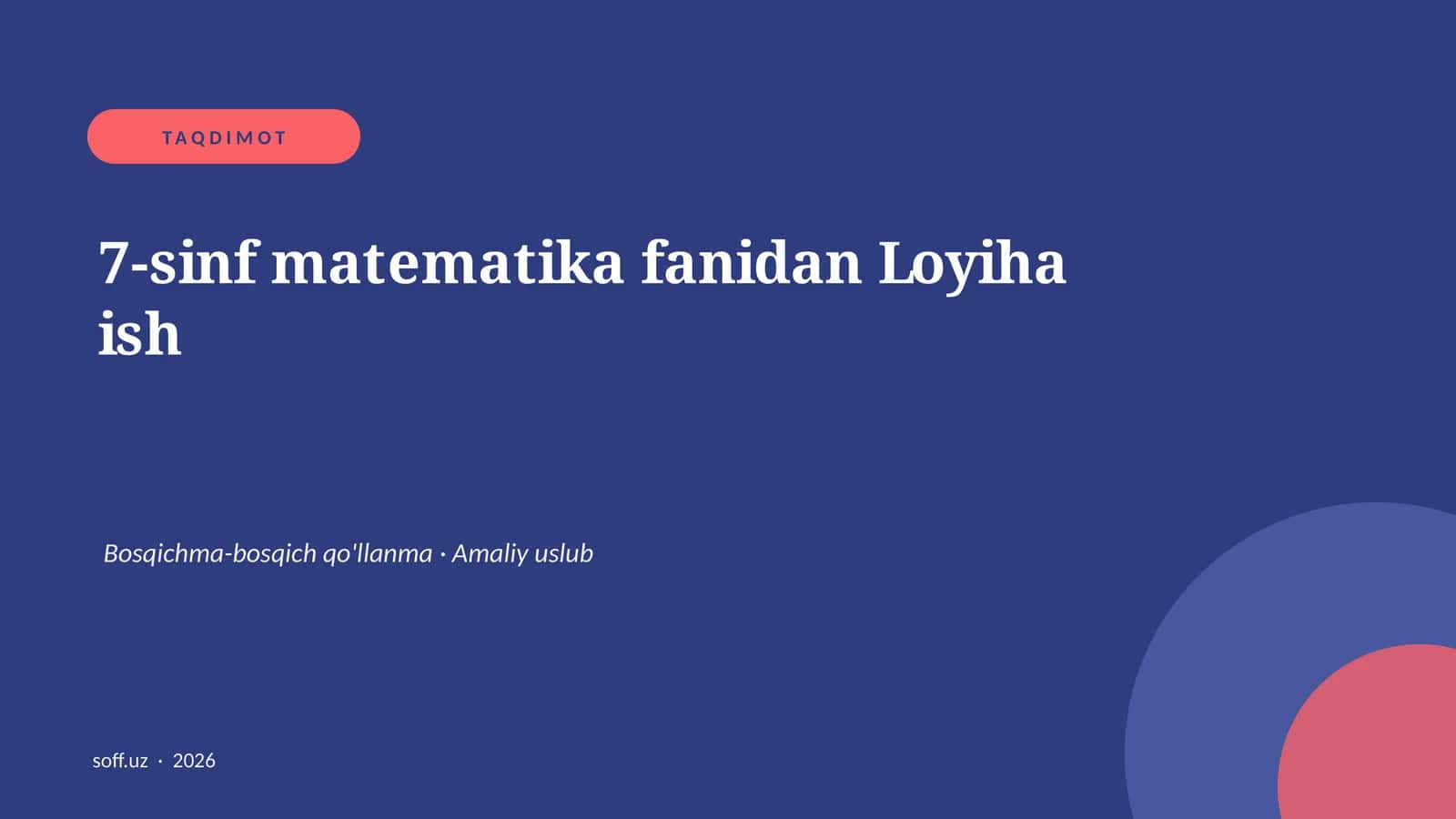 7-sinf matematika fanidan Loyiha ish