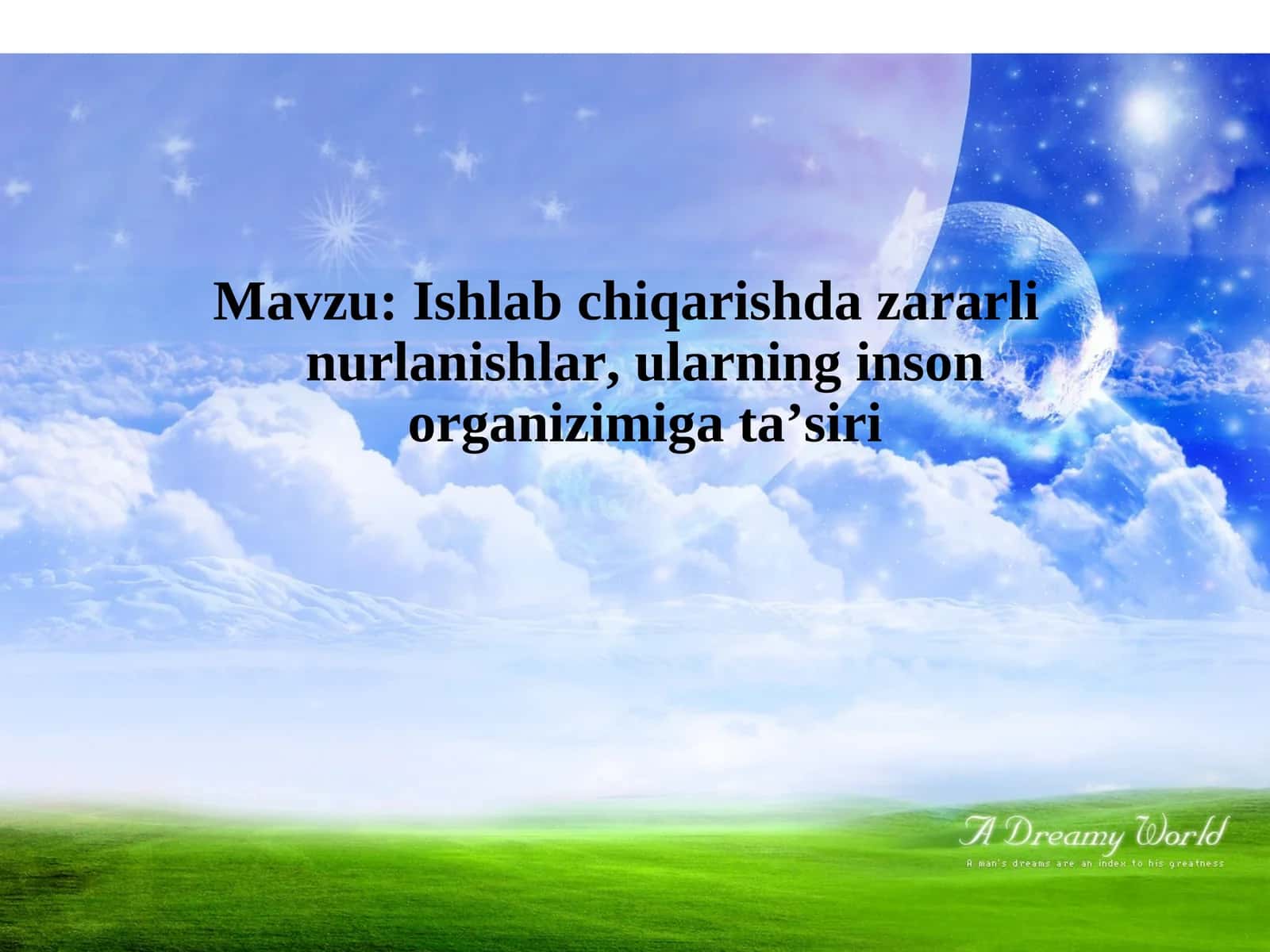 Ishlab chiqarishda zararli nurlanishlar va ularning inson organizmiga ta’siri
