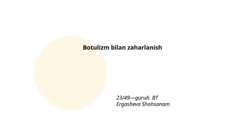 Botulizm bilan zaharlanish