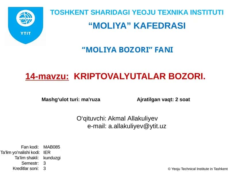 KRIPTOVALYUTALAR BOZORI