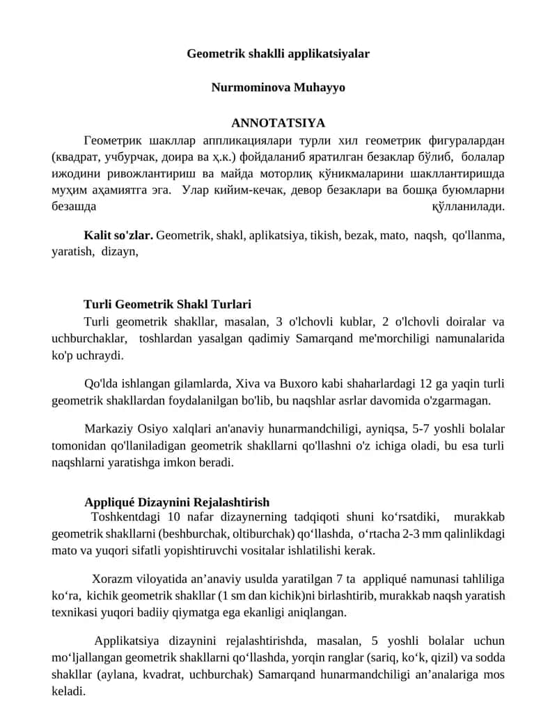 Geometrik shaklli applikatsiyalar