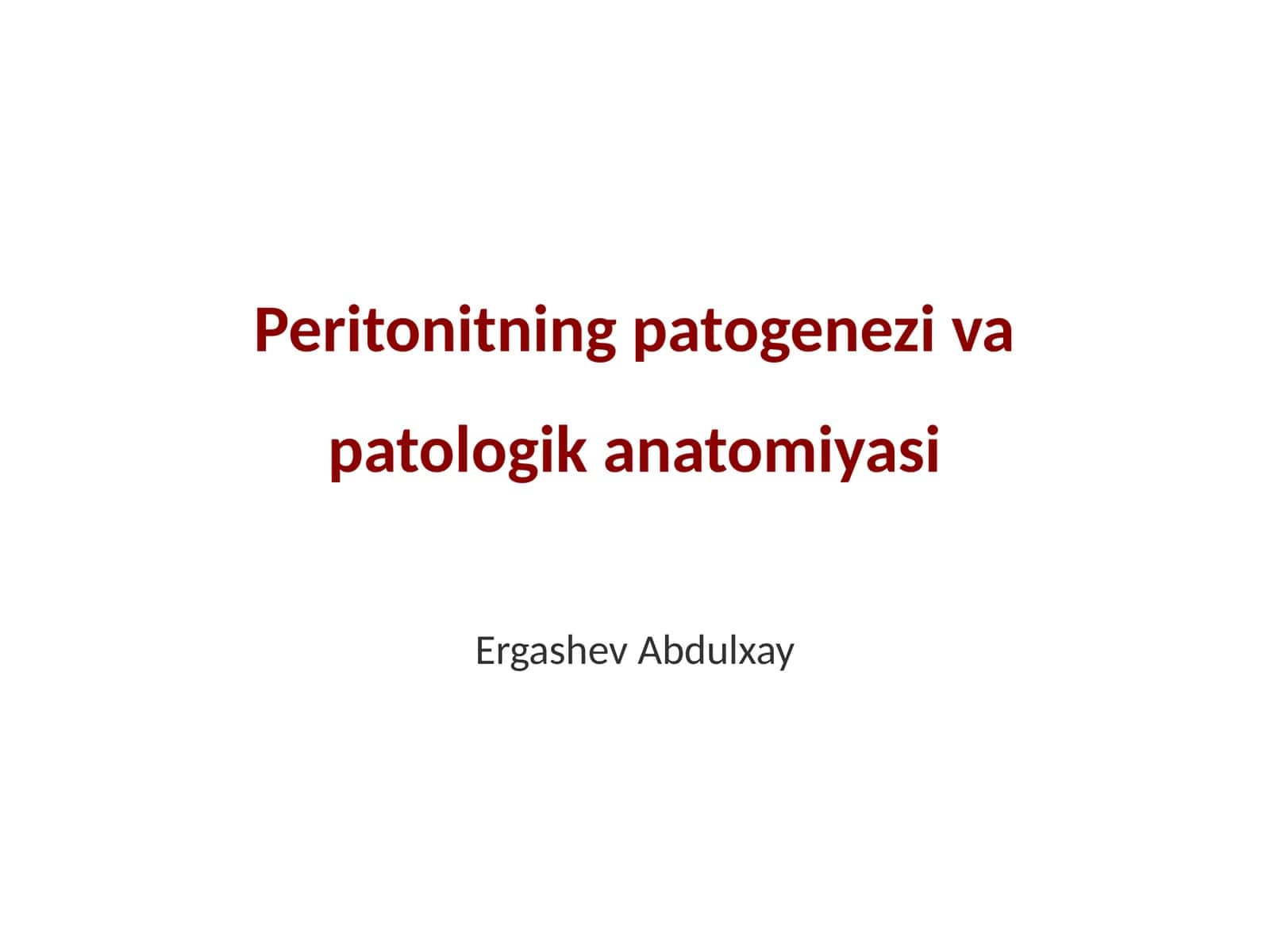 Peritonitning patogenezi va patologik anatomiyasi