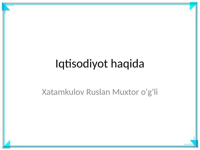 Iqtisodiyot haqida