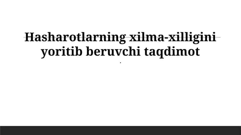 Hasharotlar Ekologiyasi