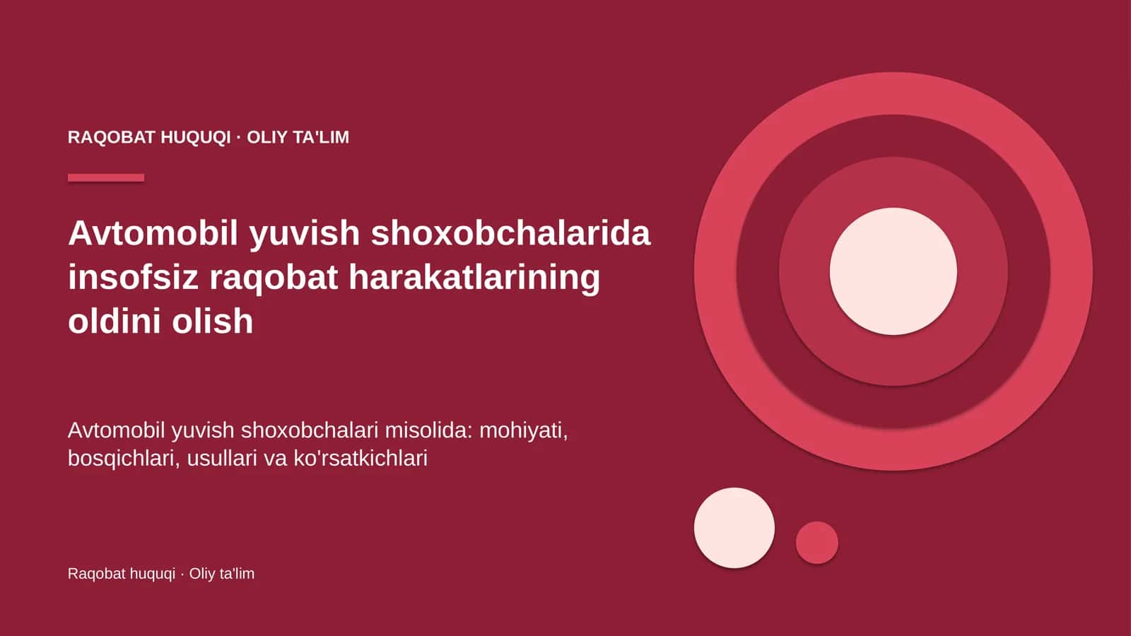 Avtomobil yuvish shoxobchalarida insofsiz raqobat harakatlarining oldini olish