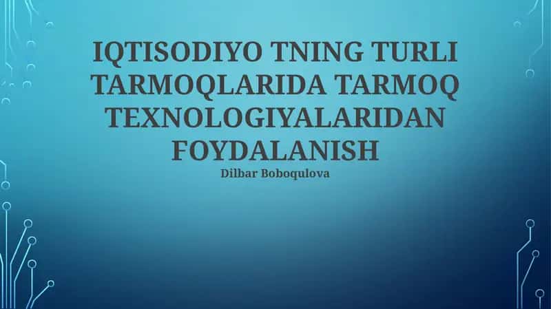 Tarmoq Texnologiyalari