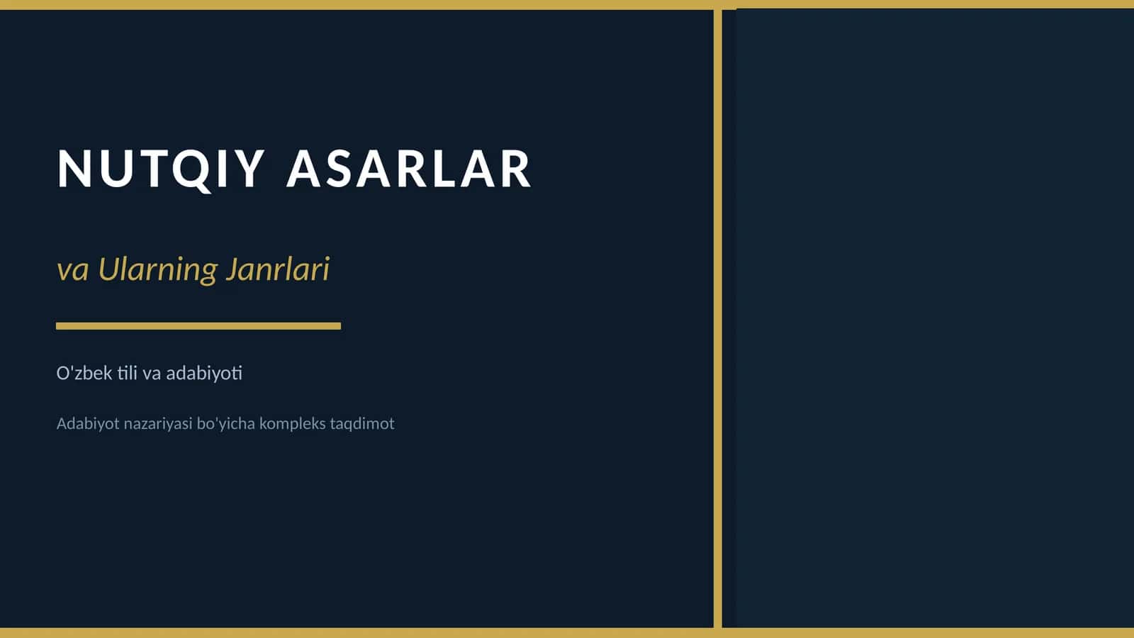 NUTQIY ASARLAR va Ularning Janrlari