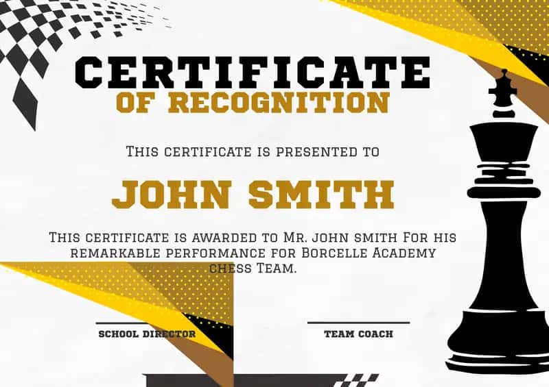 CERTIFICATE OF RECOGNITION