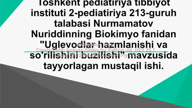 Uglevodlar hazmlanishi va so'rilishini buzilishi