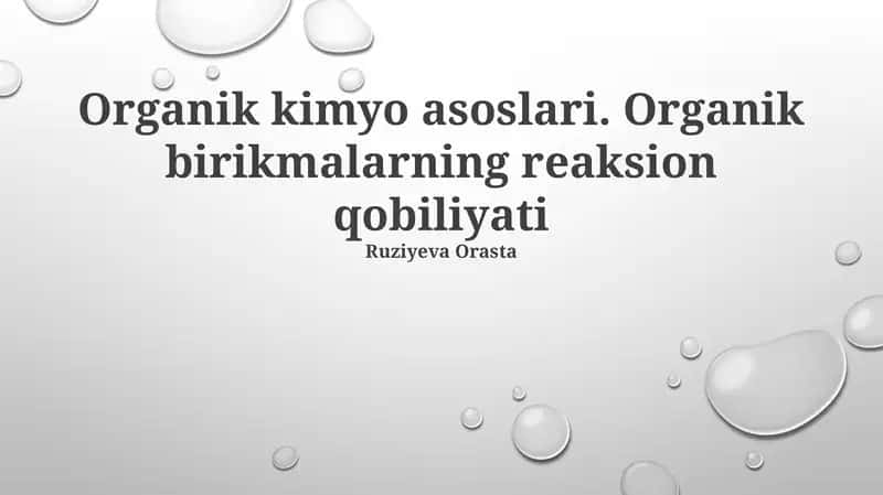 Organik kimyo asoslari