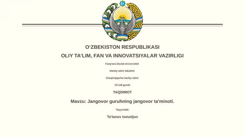 Jangovor guruhning jangovor ta'minoti