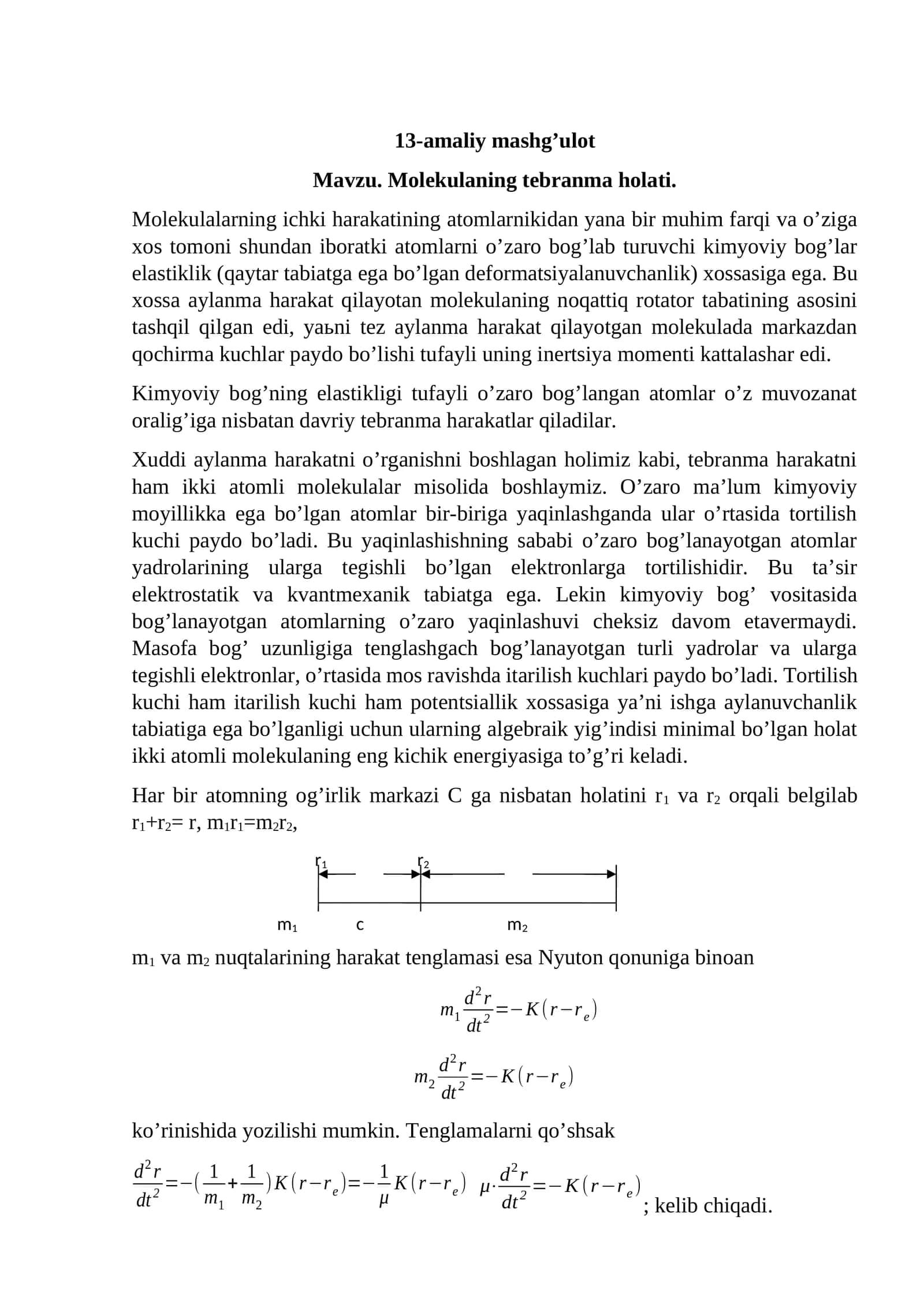 Molekulaning tebranma holati