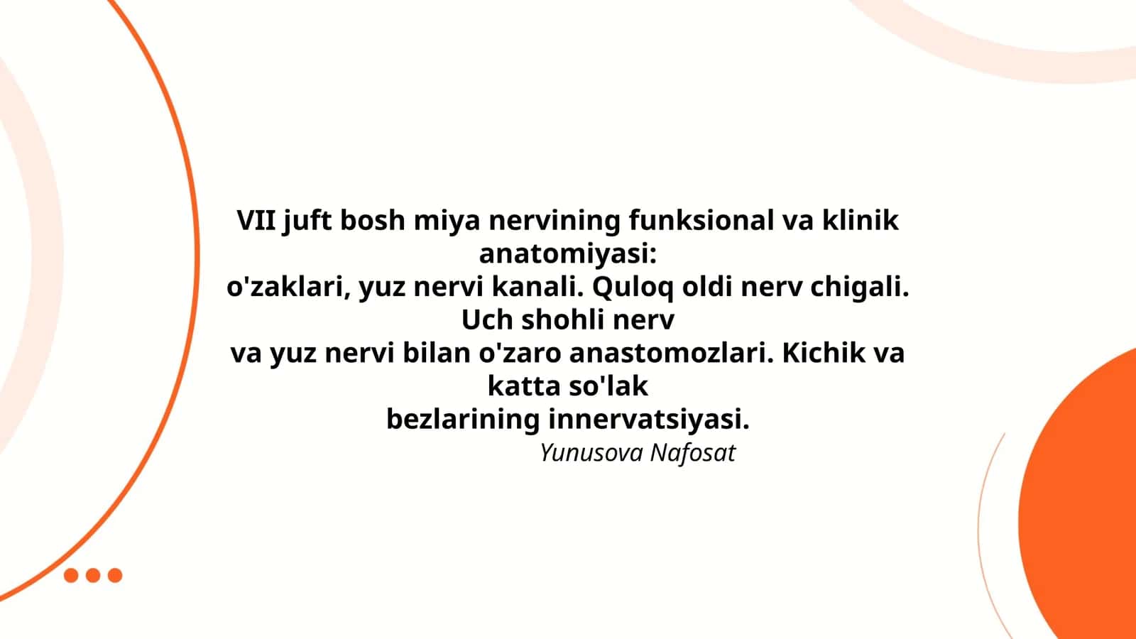 VII juft bosh miya nervining funksional va klinik anatomiyasi