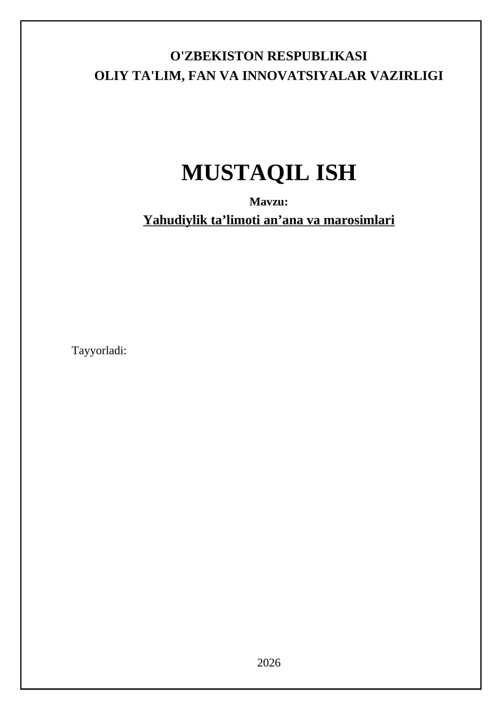 Yahudiylik ta’limoti an’ana va marosimlari