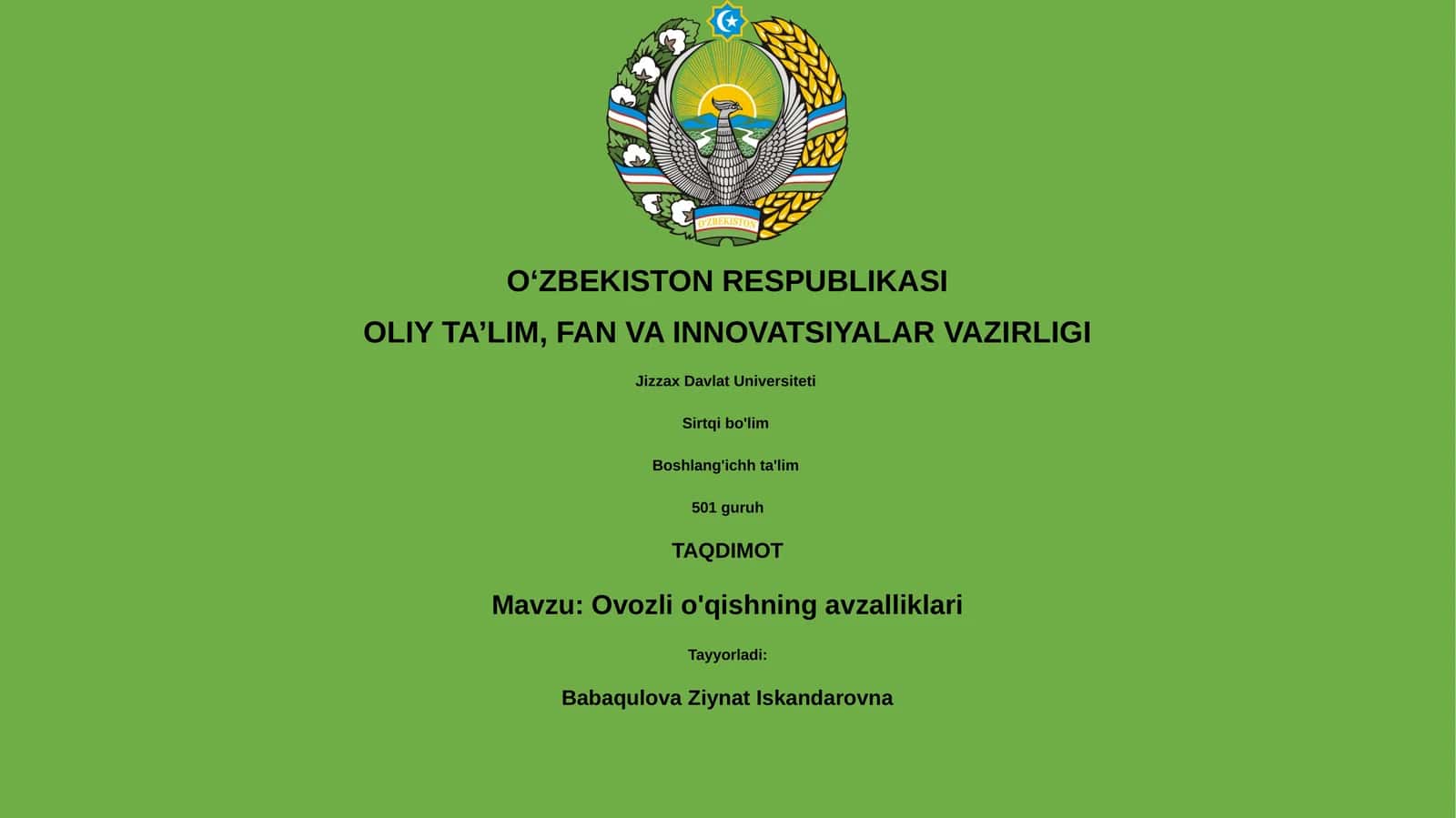 Ovozli o'qishning avzalliklari