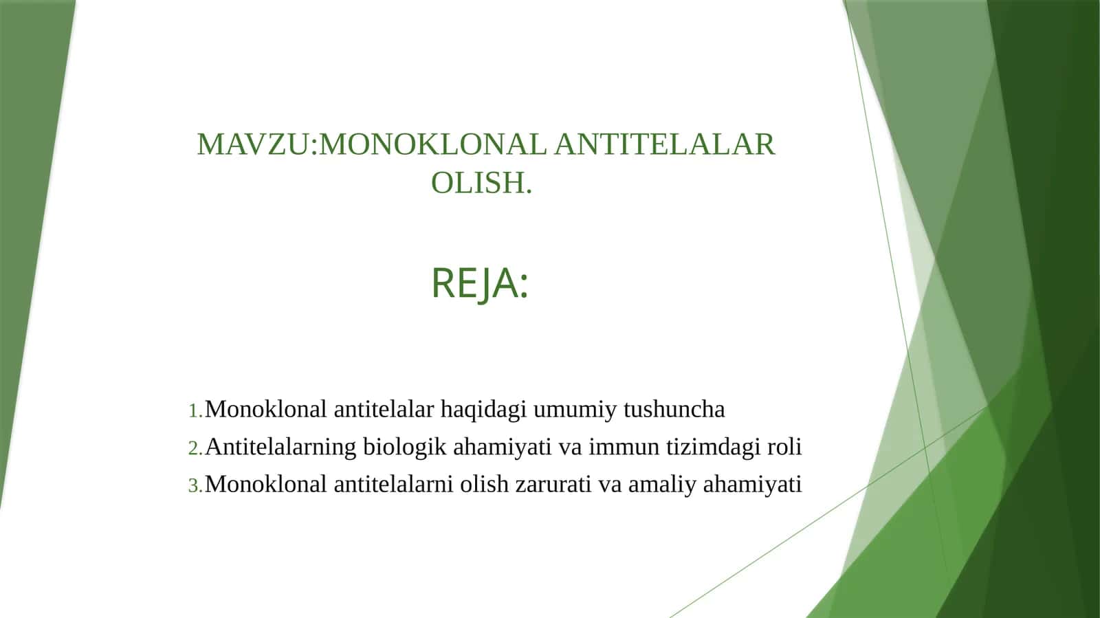 MONOKLONAL ANTITELALAR OLISH. Biotexnologiya