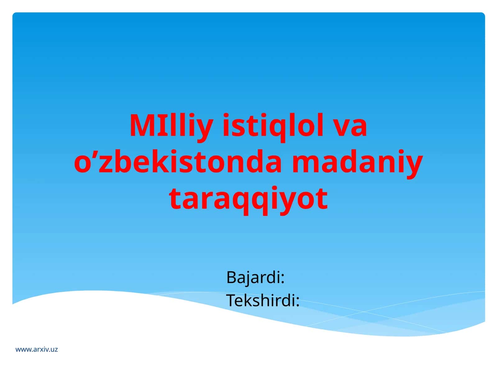 Milliy istiqlol va ma'naviyat