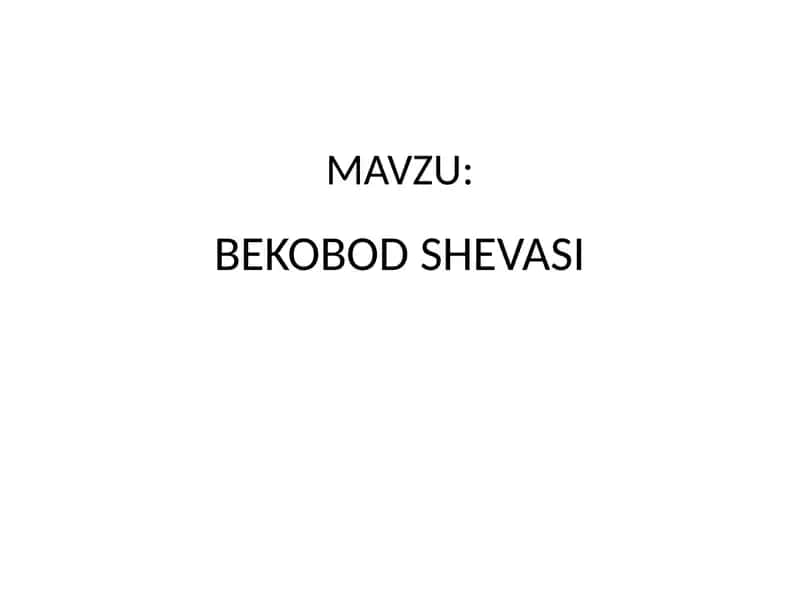 BEKOBOD SHEVASI