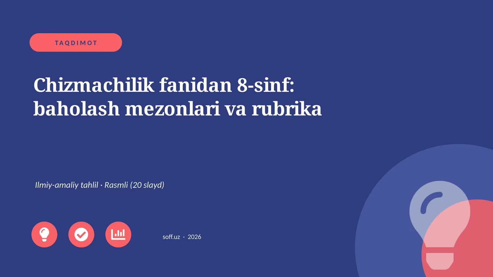 Chizmachilik fanidan 8-sinf: baholash mezonlari va rubrika