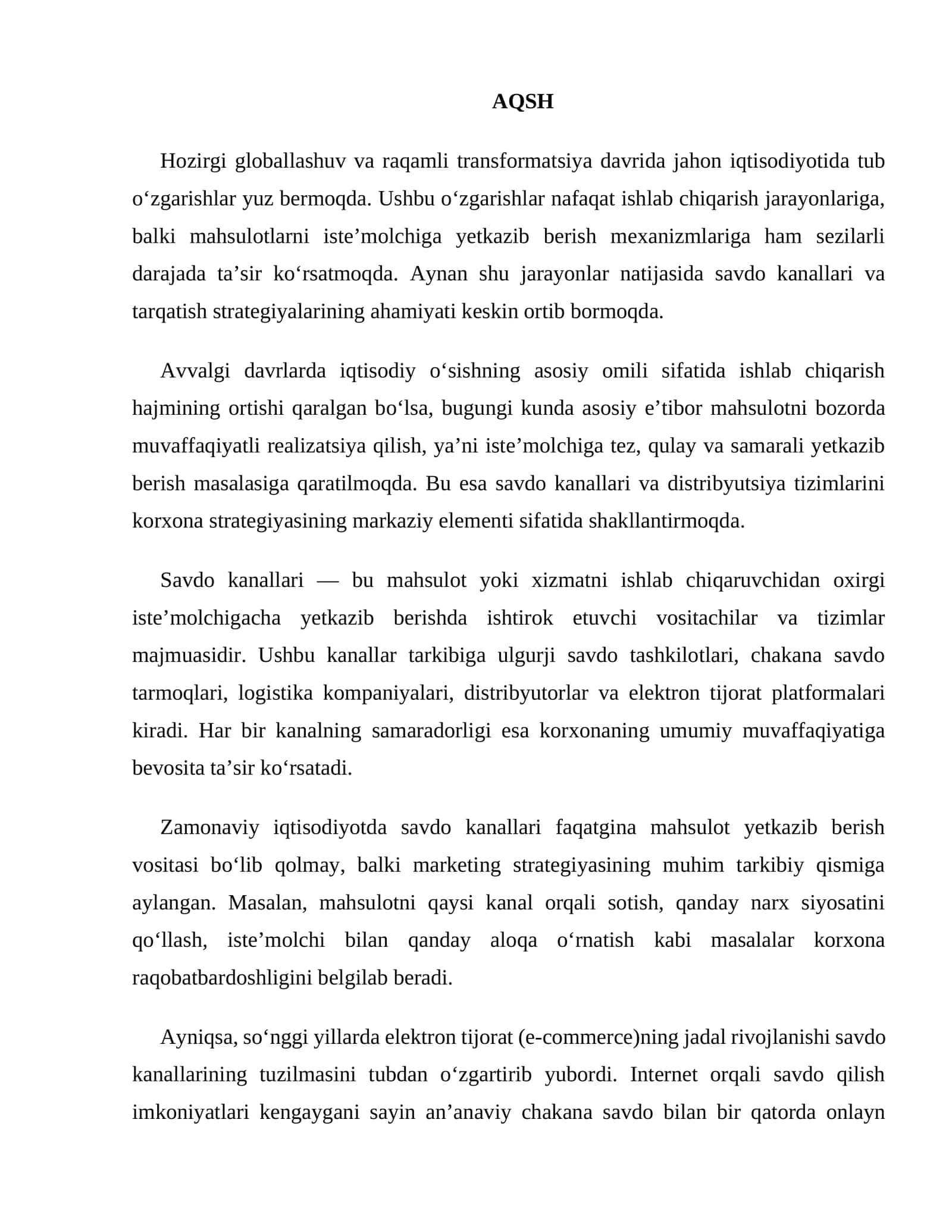 Savdo Kanallari va Tarqatish Strategiyalari