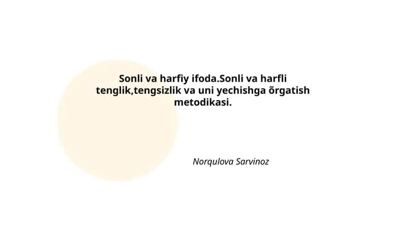 Sonli va harfiy ifoda