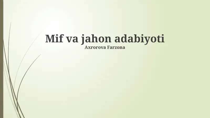 Mif va jahon adabiyoti