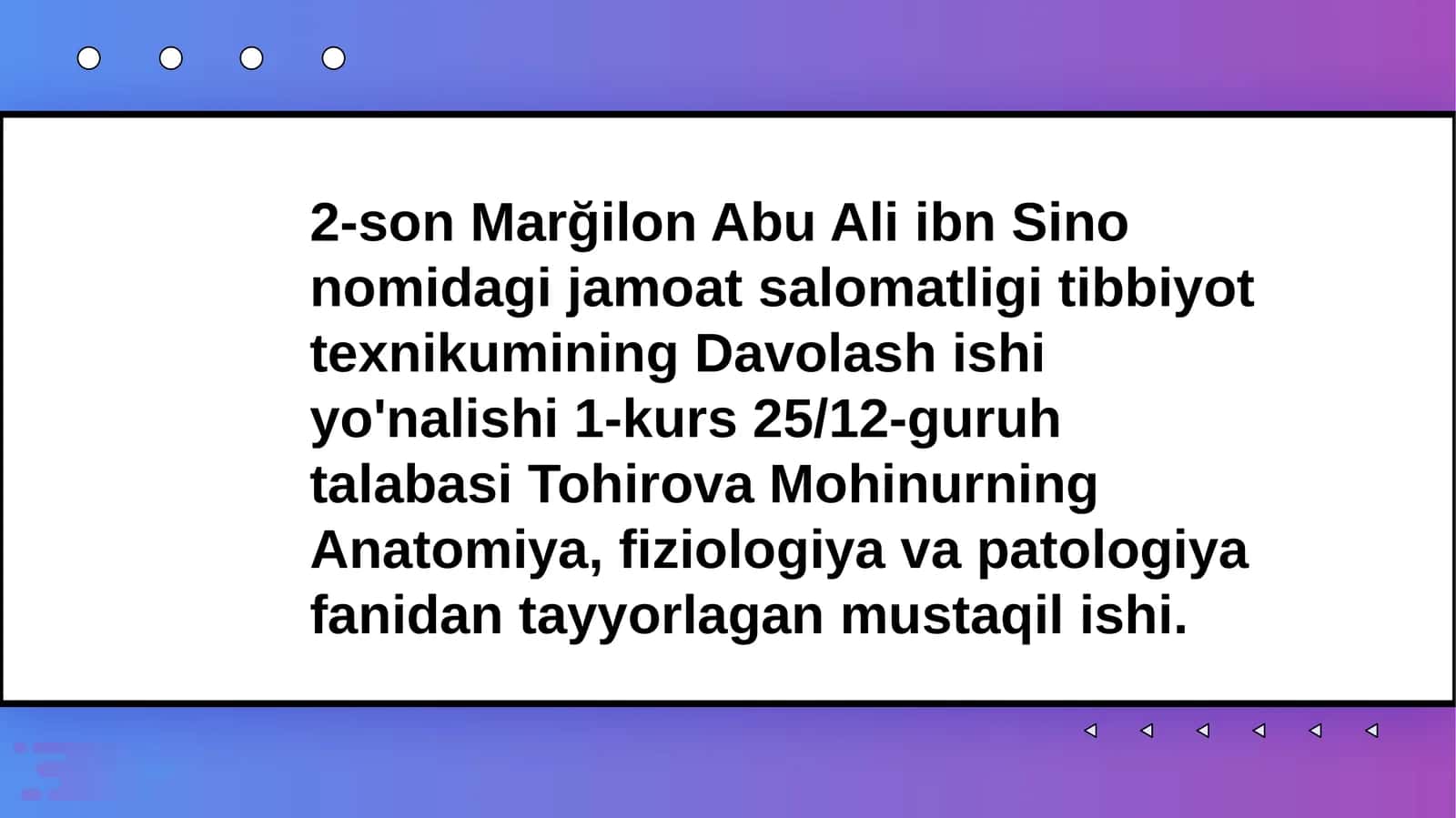 Abu Ali ibn Sino nomidagi jamoat salomatligi tibbiyot texnikumining Davolashishi yo'nalishi