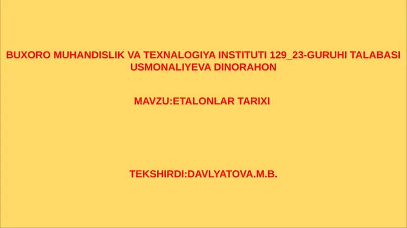 ETALONLAR TARIXI