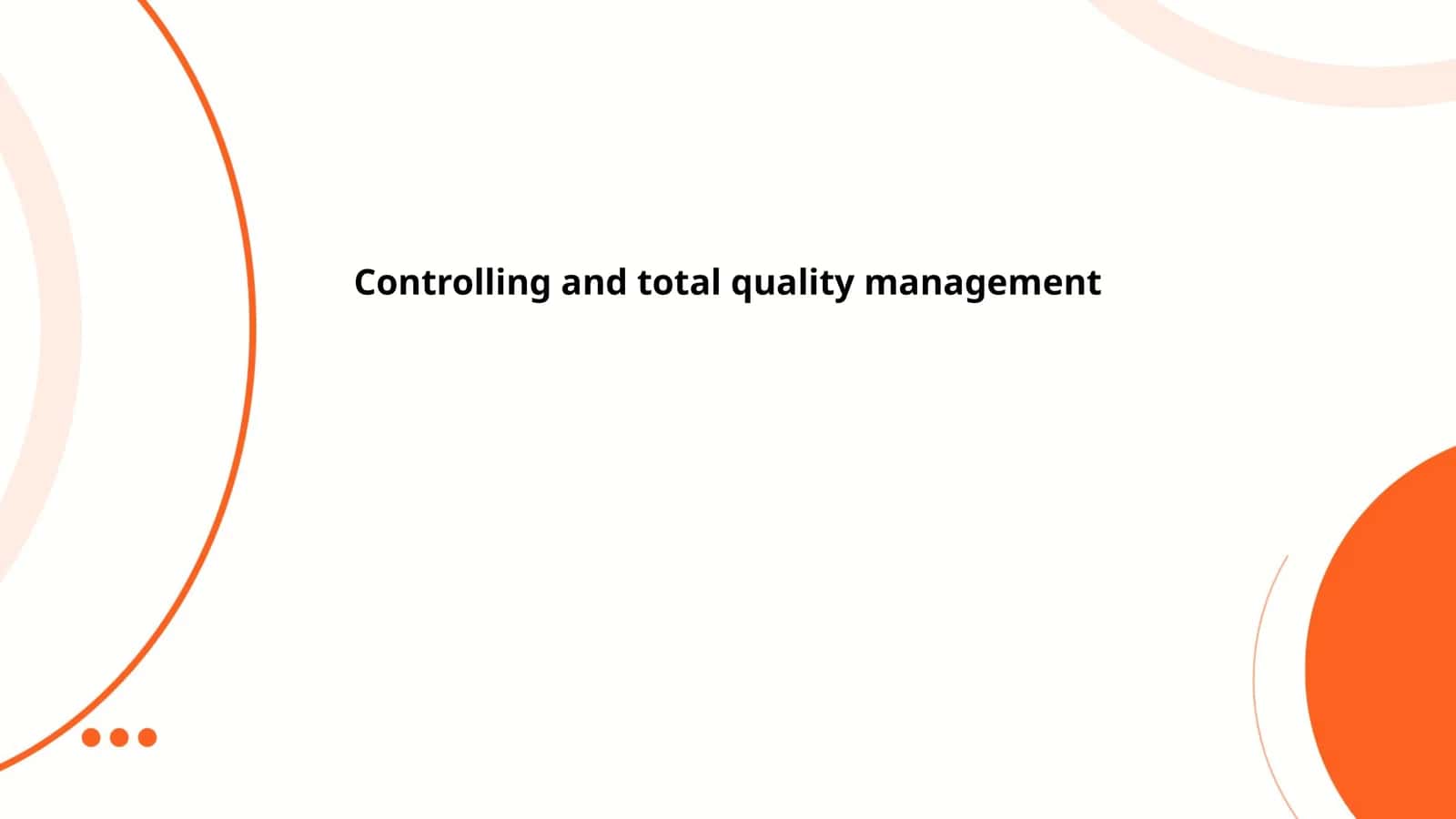 Controlling and total quality management