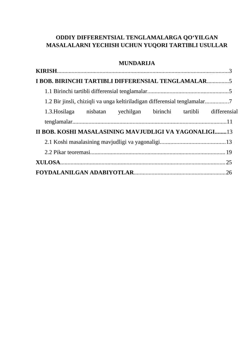 Differentsial Tenglamalar