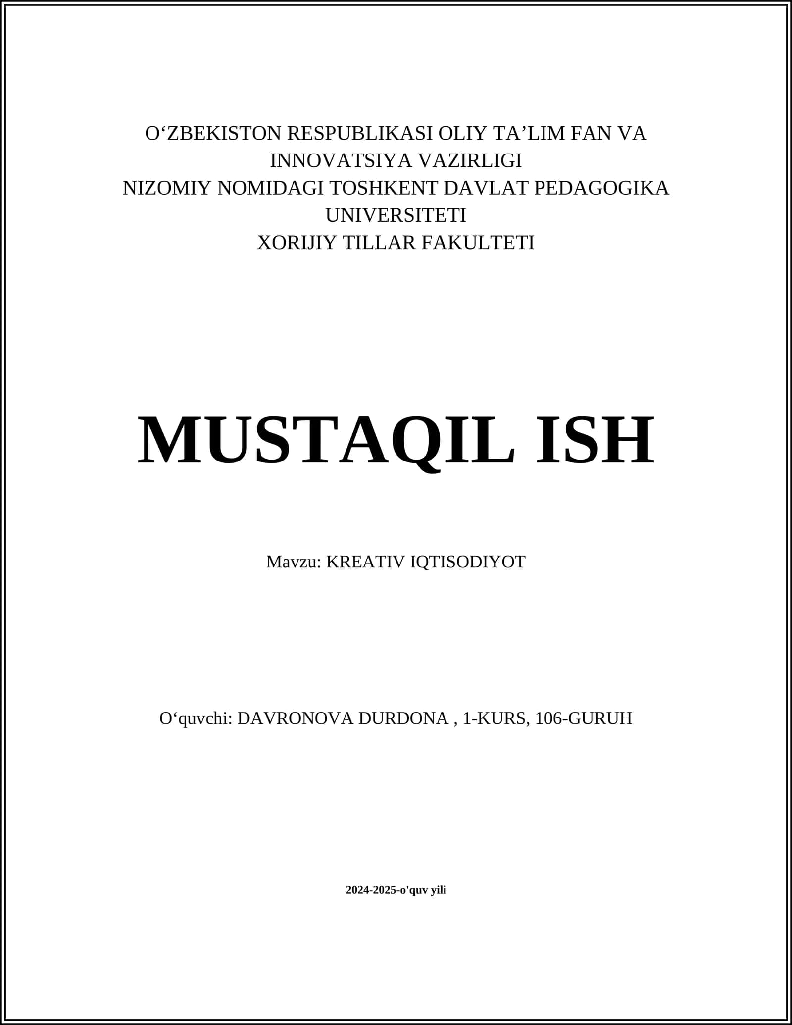 KREATIV IQTISODIYOT