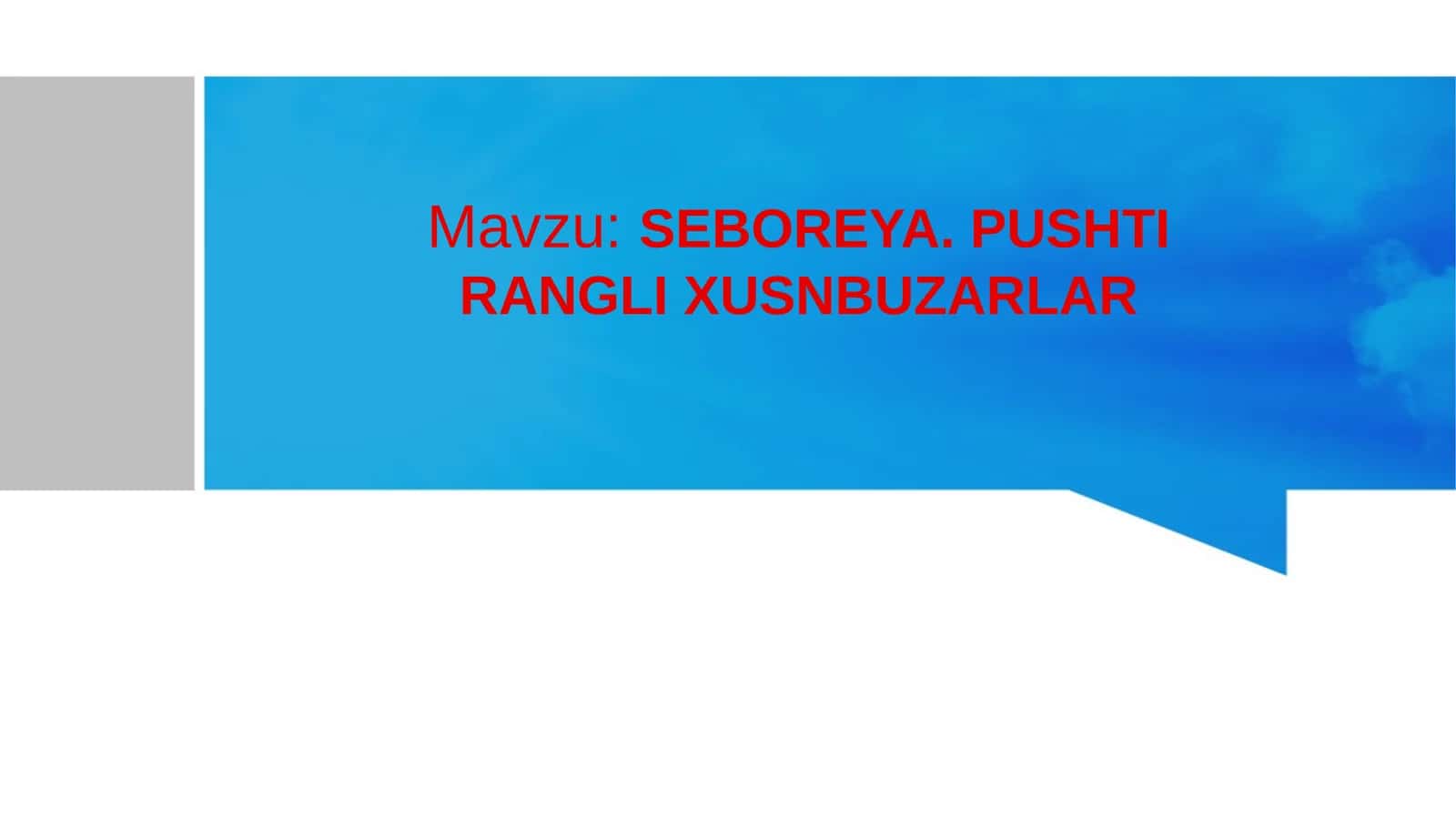 SEBOREYA. PUSHTI RANGLI XUSNBUZARLAR