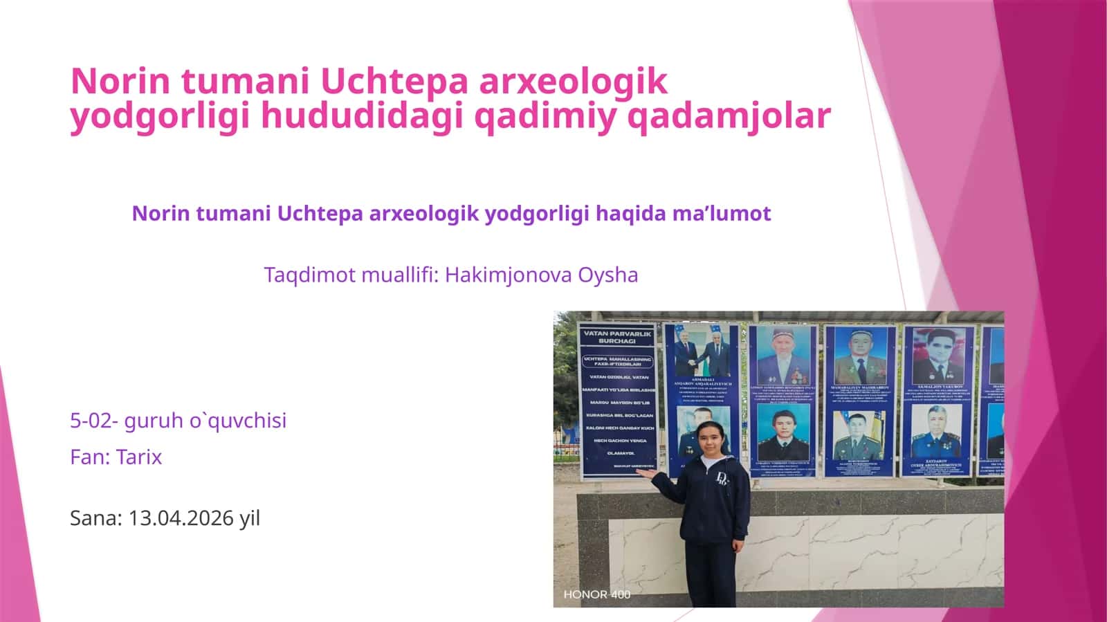 Norin tumani Uchtepa arxeologik yodgorligihaqidama’lumot