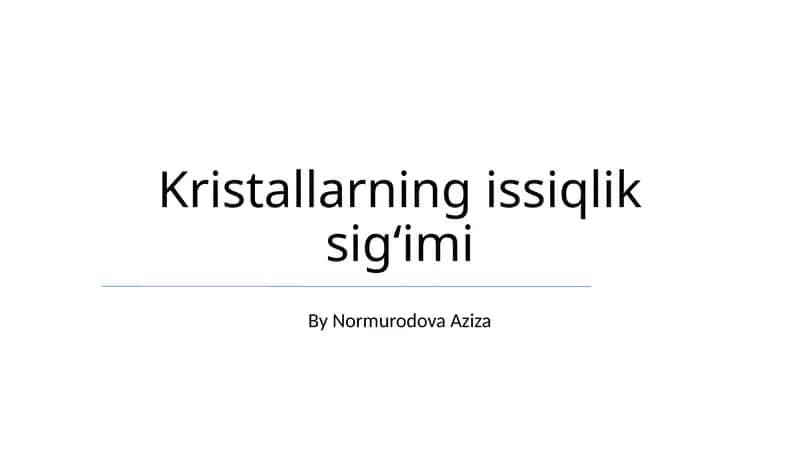 Kristallarning issiqlik sigʻimi