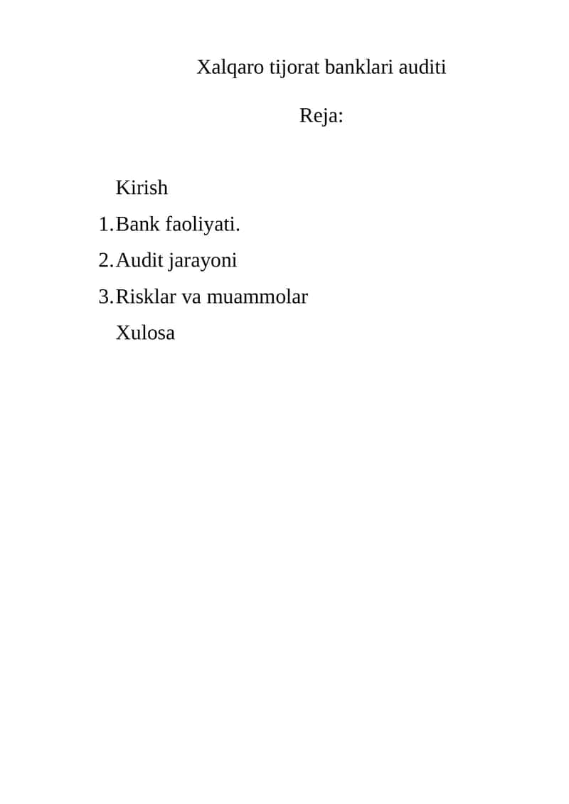 Xalqaro tijorat banklari auditi