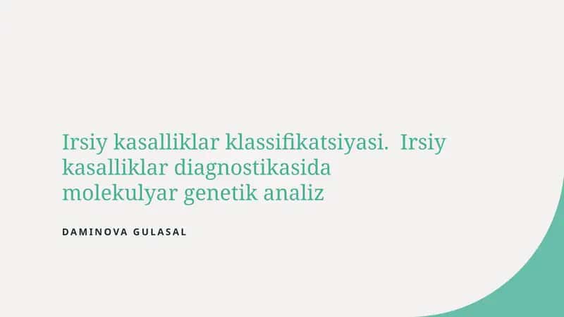 Irsiy kasalliklar klassifikatsiyasi