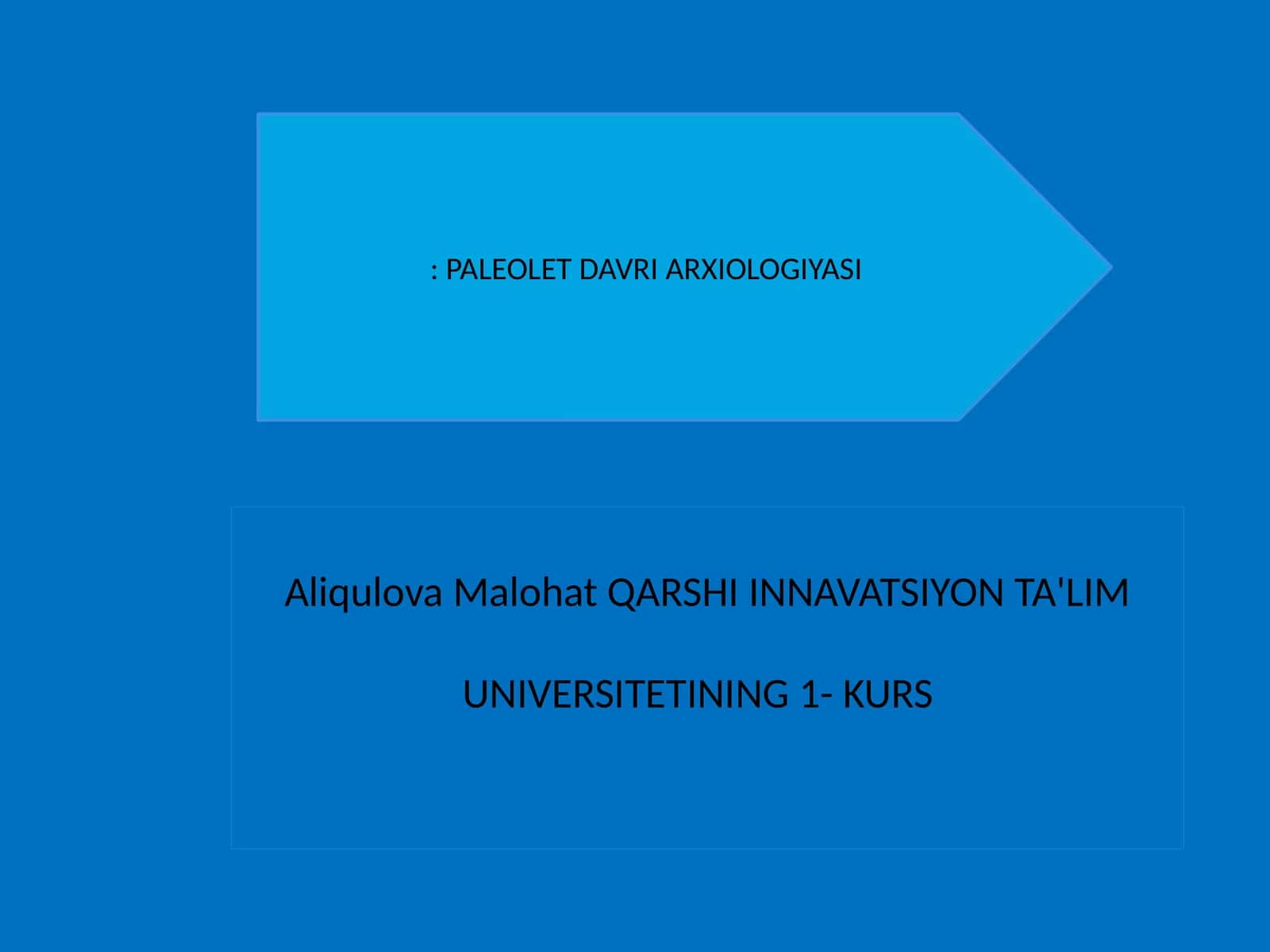 QARSHI INNAVATSIYON TA'LIM UNIVERSITETINING 1- KURS: PALEOLET DAVRI ARXIOLOGIYASI