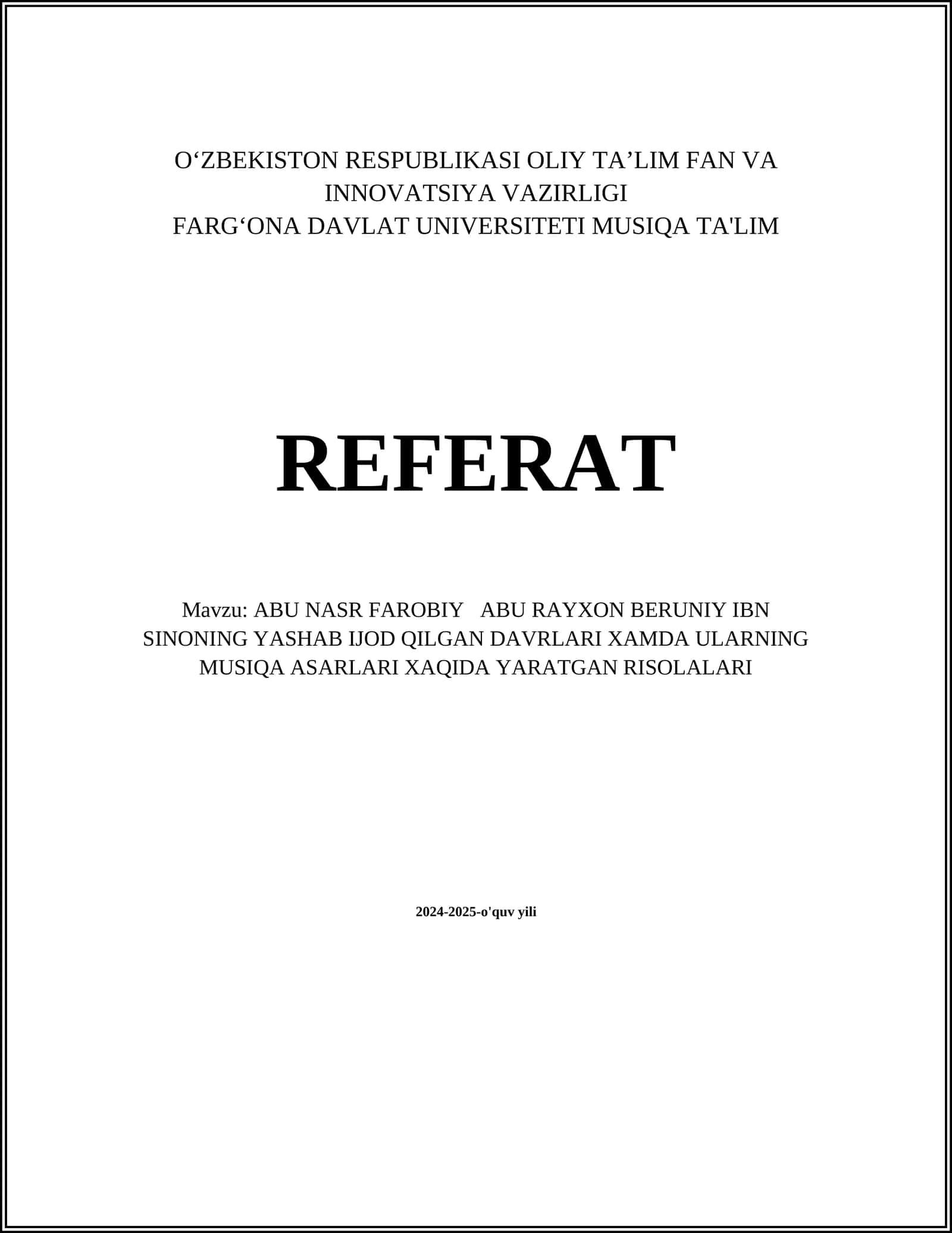 FAROBIY, RAYXON, SINON ASARLARI RISOLALARI