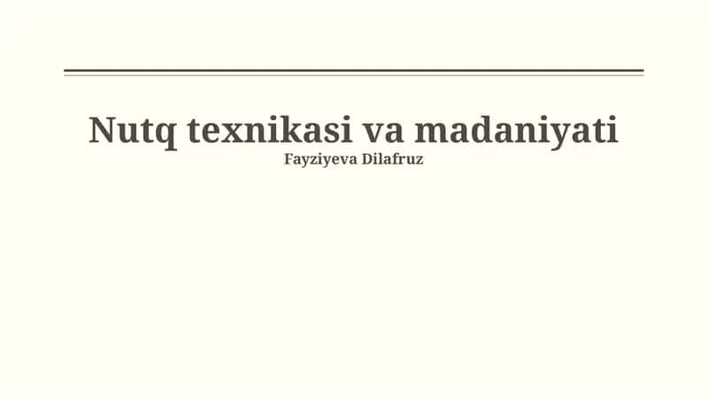 Nutq texnikasi va madaniyati
