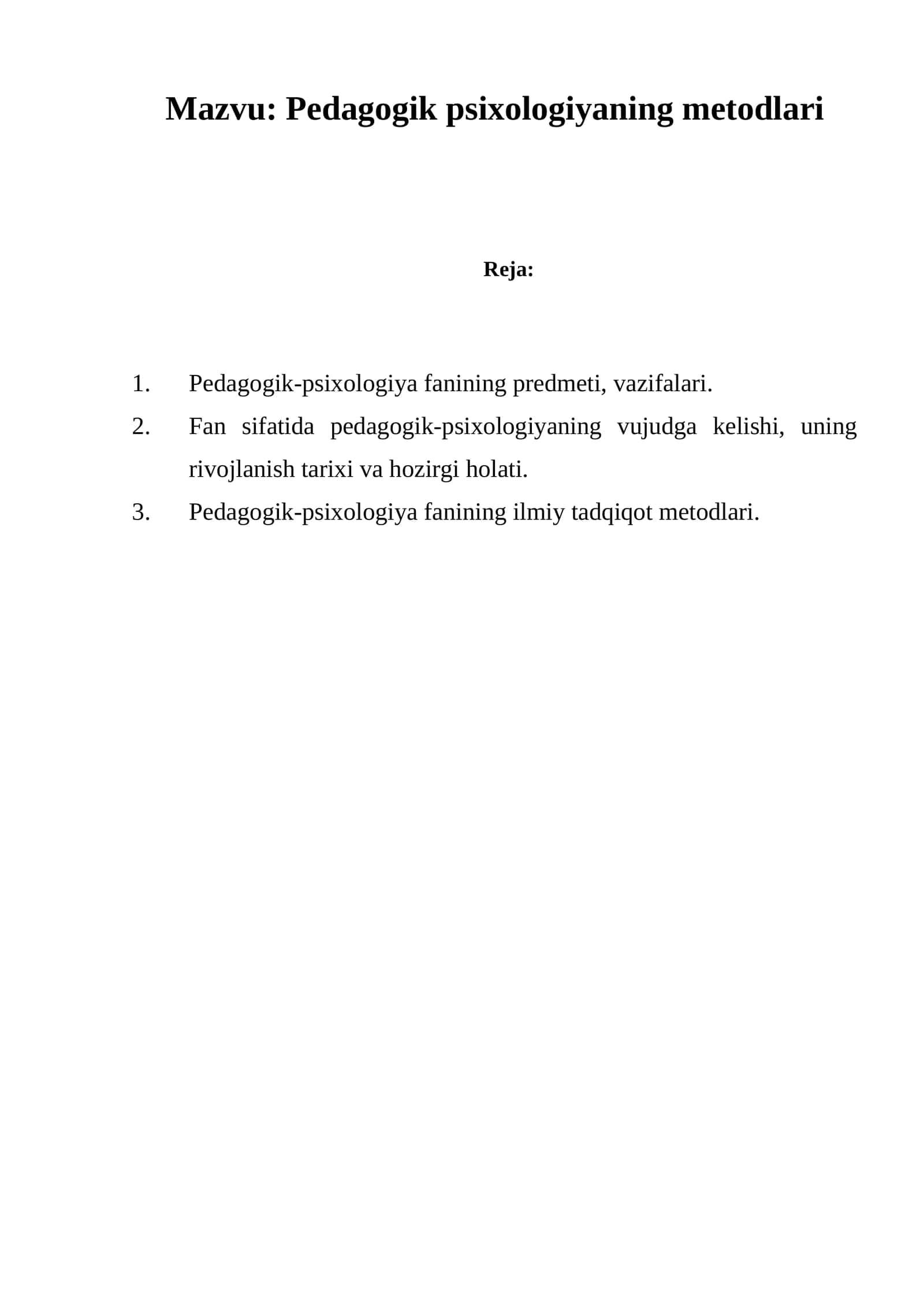 Pedagogik psixologiyaning metodlari