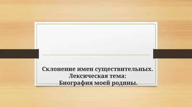 Склонение имен существительных. Лексическая тема Биография моей родины.