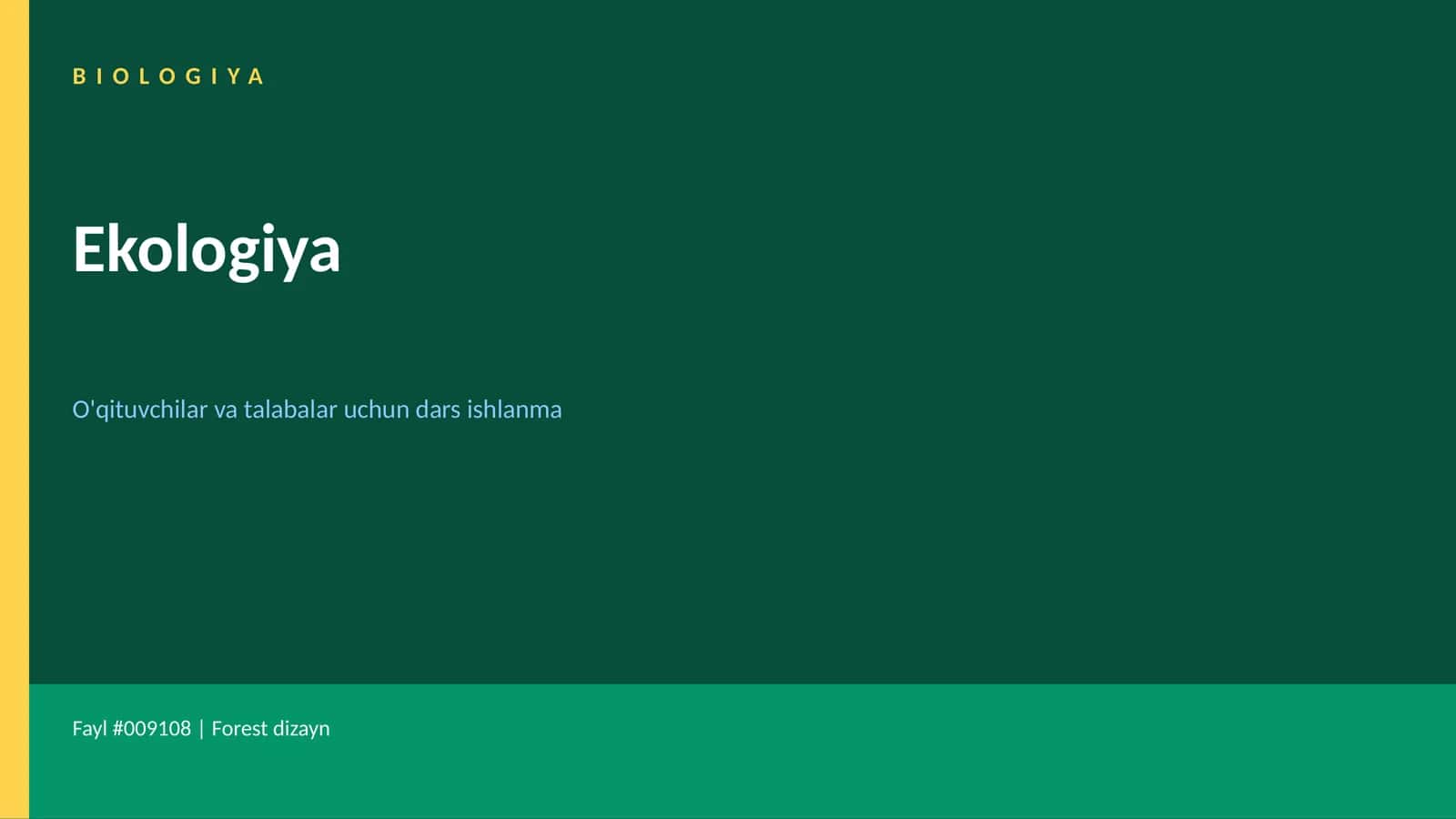 BIOLOGIYA Ekologiya