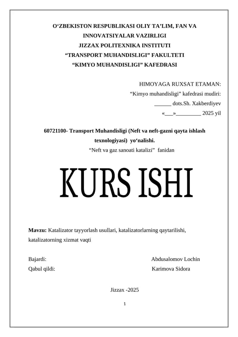 Katalizatorlarning tayyorlash usullari