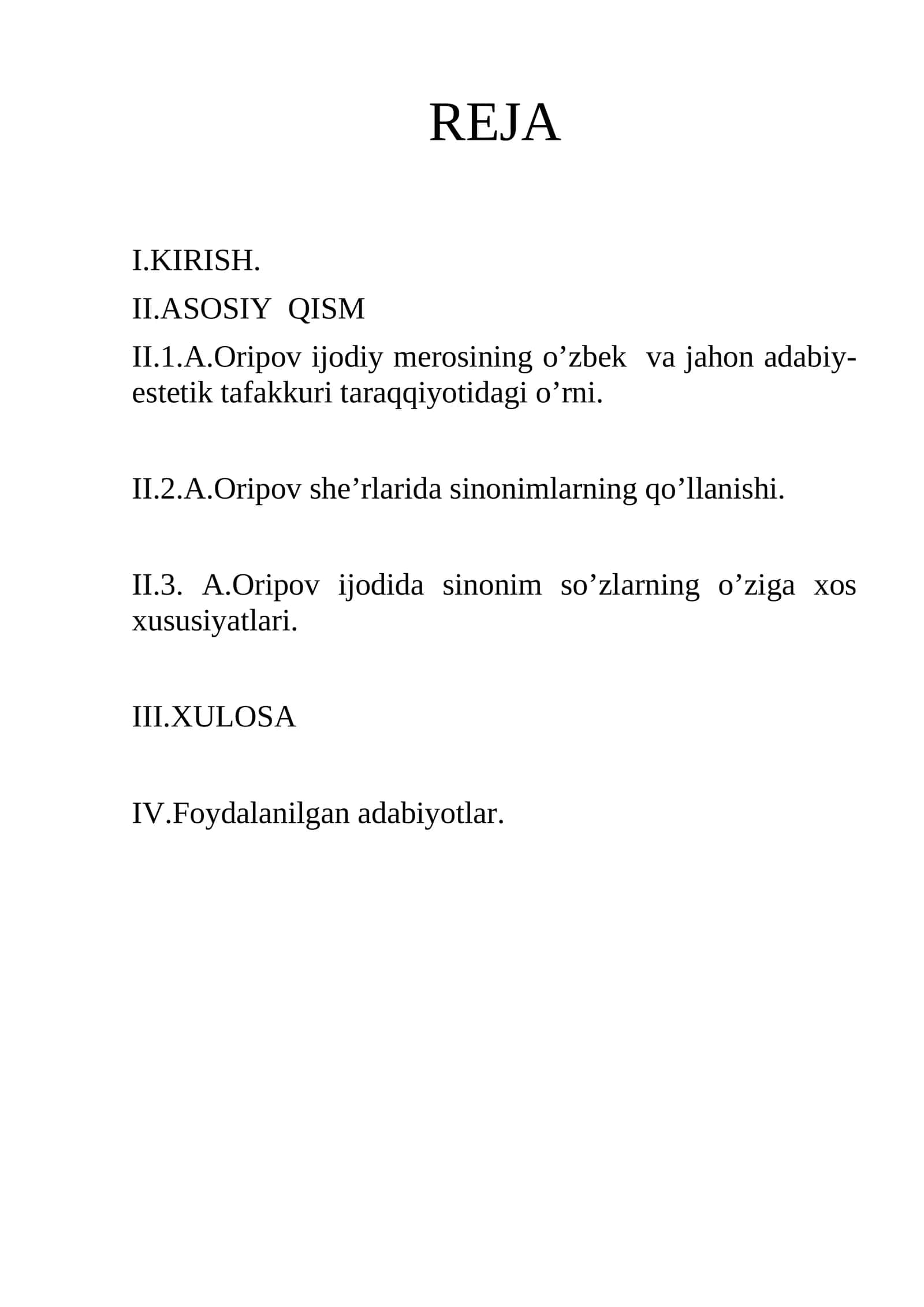 Til o'qitish metodikasi - Abdulla Oripovning she'rlariga asoslangan kurs ishi