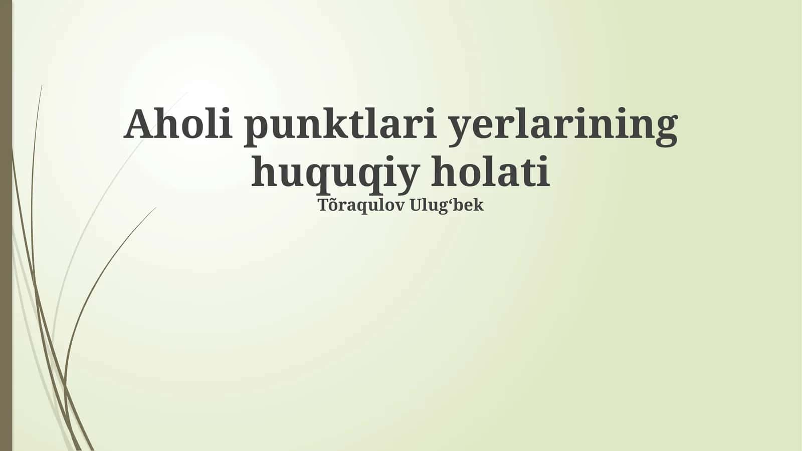 Aholi punktlari yerlarining huquqiy holati