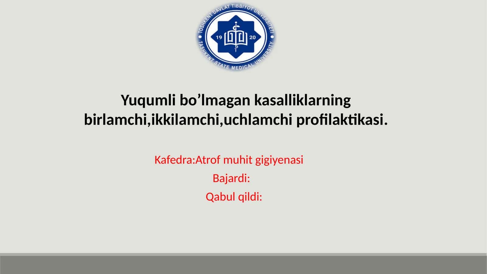 Yuqumli bo’lmagan kasalliklarning birlamchi,ikkilamchi,uchlamchi profilaktikasi